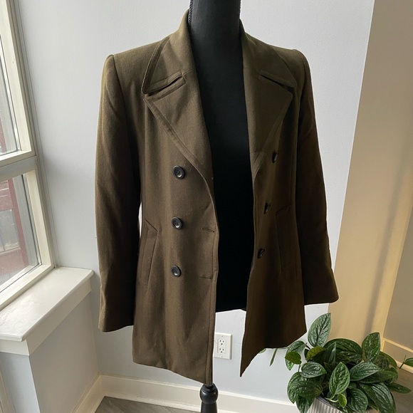 2 for $29 | bebe olive green 100% wool peacoat / jacket - Picture 2 of 9